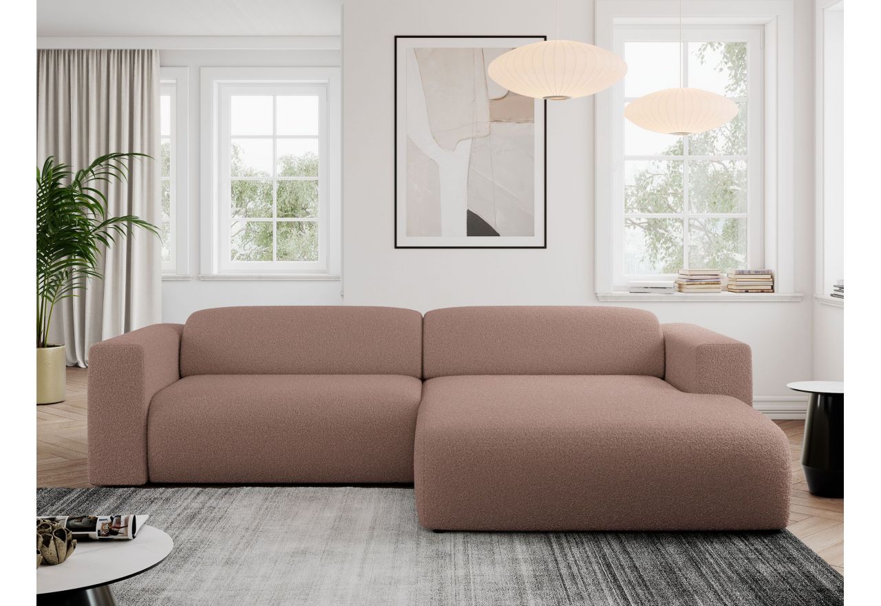 Narożnik PASADENA L - strona prawa - różowy, boucle