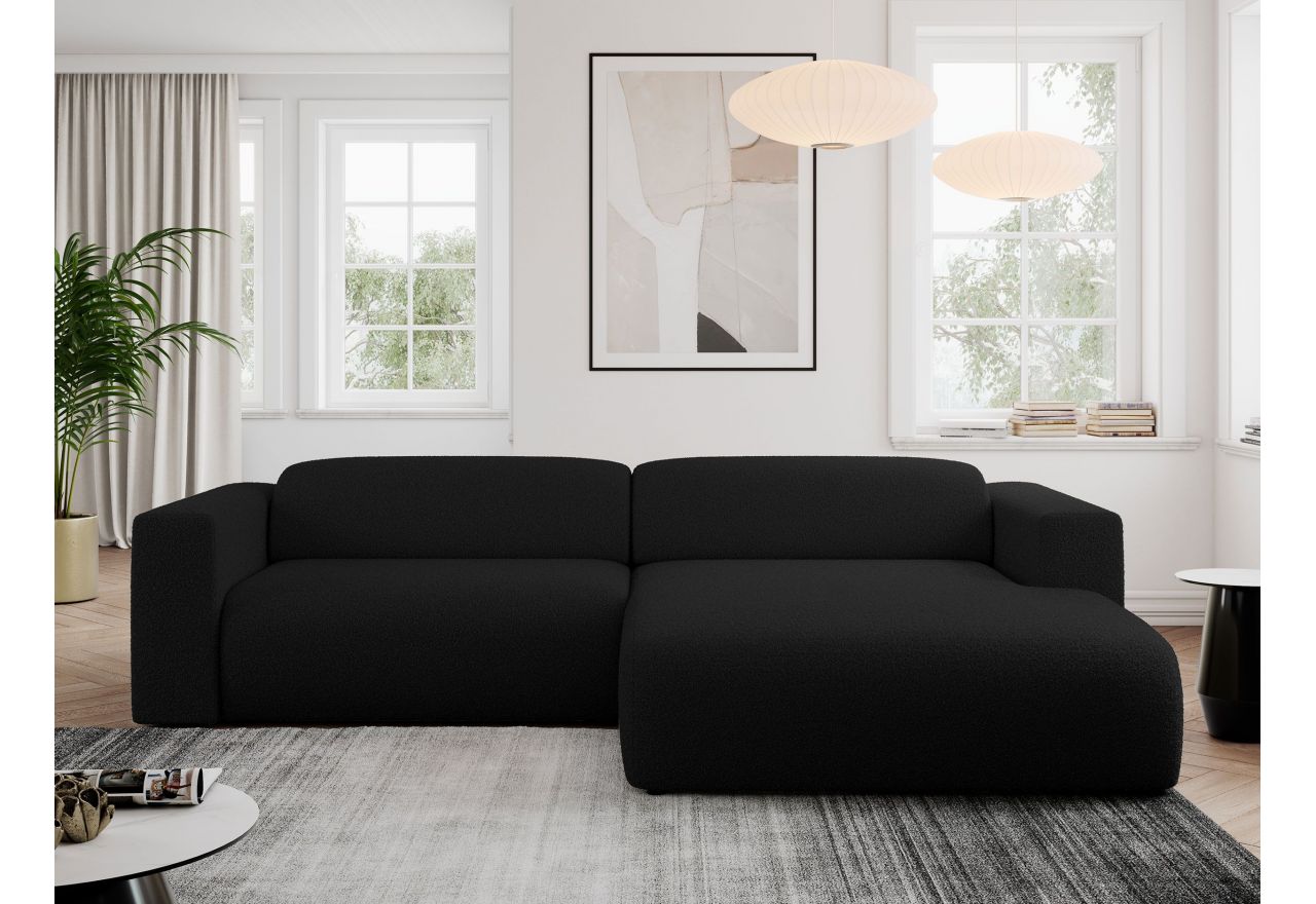 Narożnik PASADENA L - strona prawa - czarny, boucle