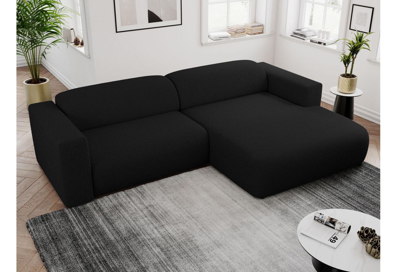 Narożnik PASADENA L - strona prawa - czarny, boucle