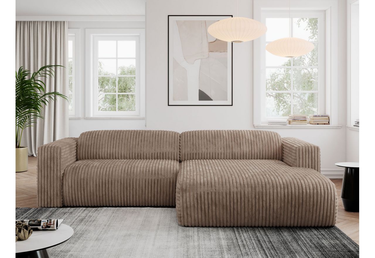 Narożnik PASADENA L - strona prawa - brązowy, sztruks