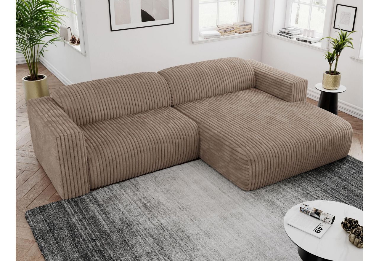 Narożnik PASADENA L - strona prawa - brązowy, sztruks