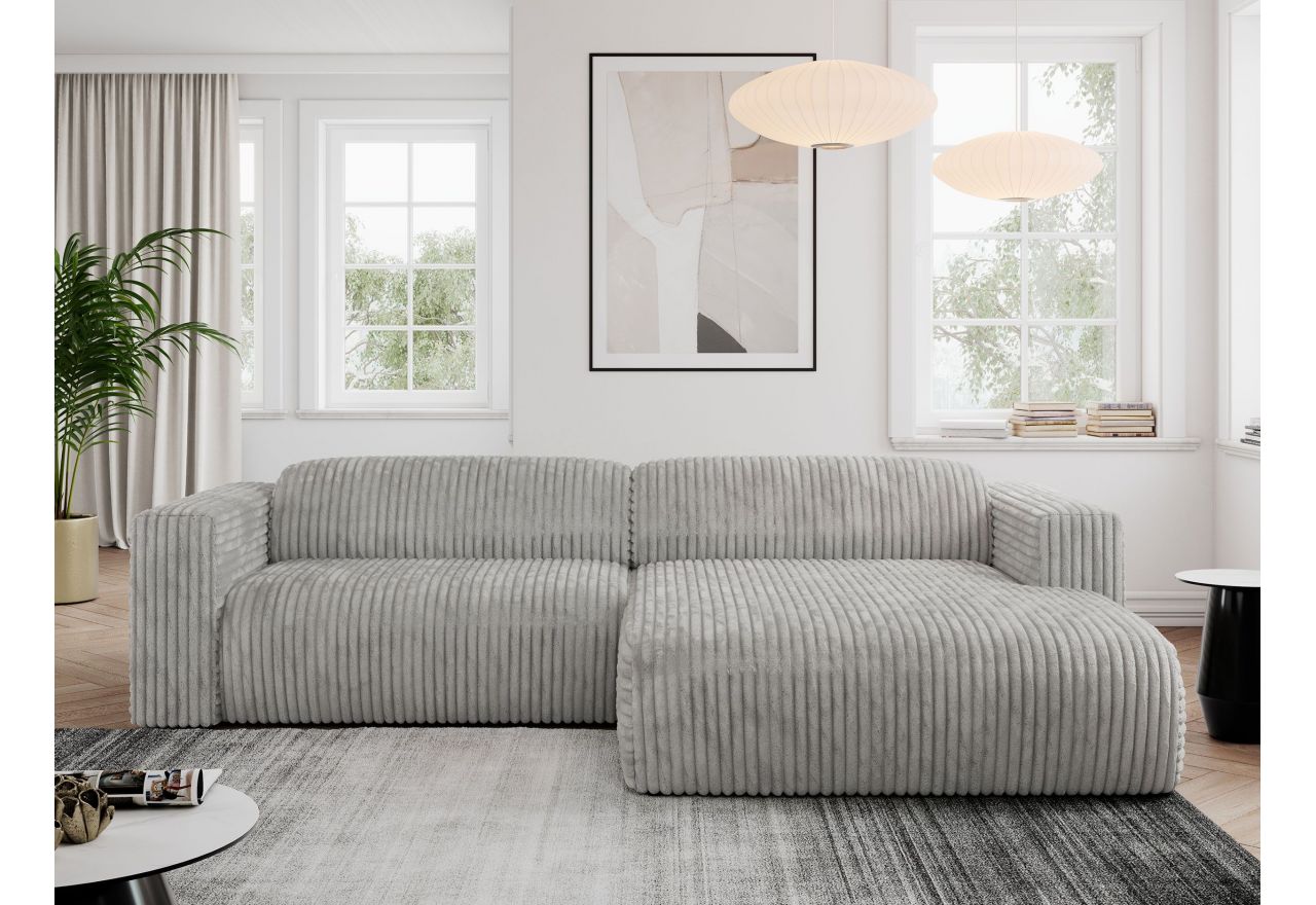 Narożnik PASADENA L - strona prawa - jasnoszary, sztruks