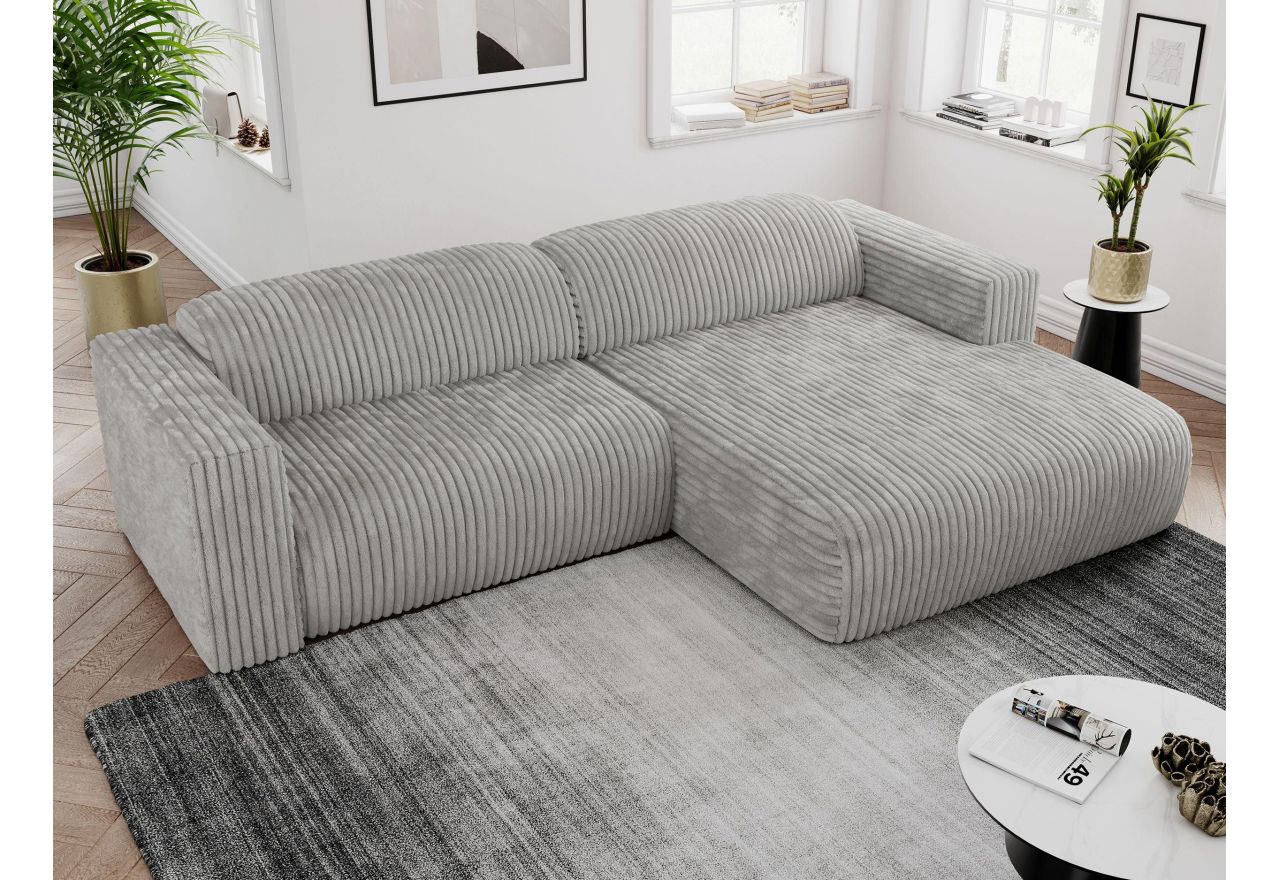 Narożnik PASADENA L - strona prawa - jasnoszary, sztruks