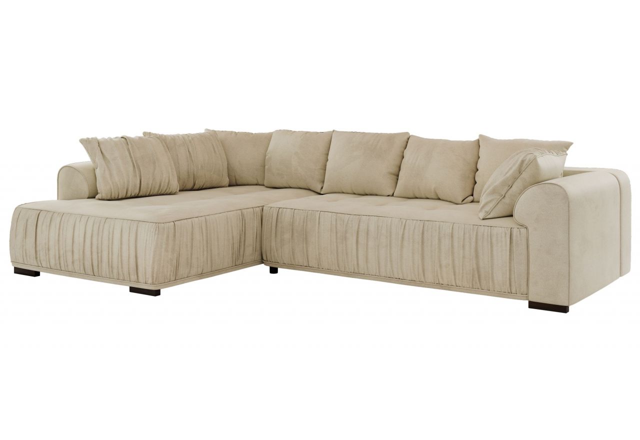 Narożnik ORTA L - strona lewa - beżowy, welwet