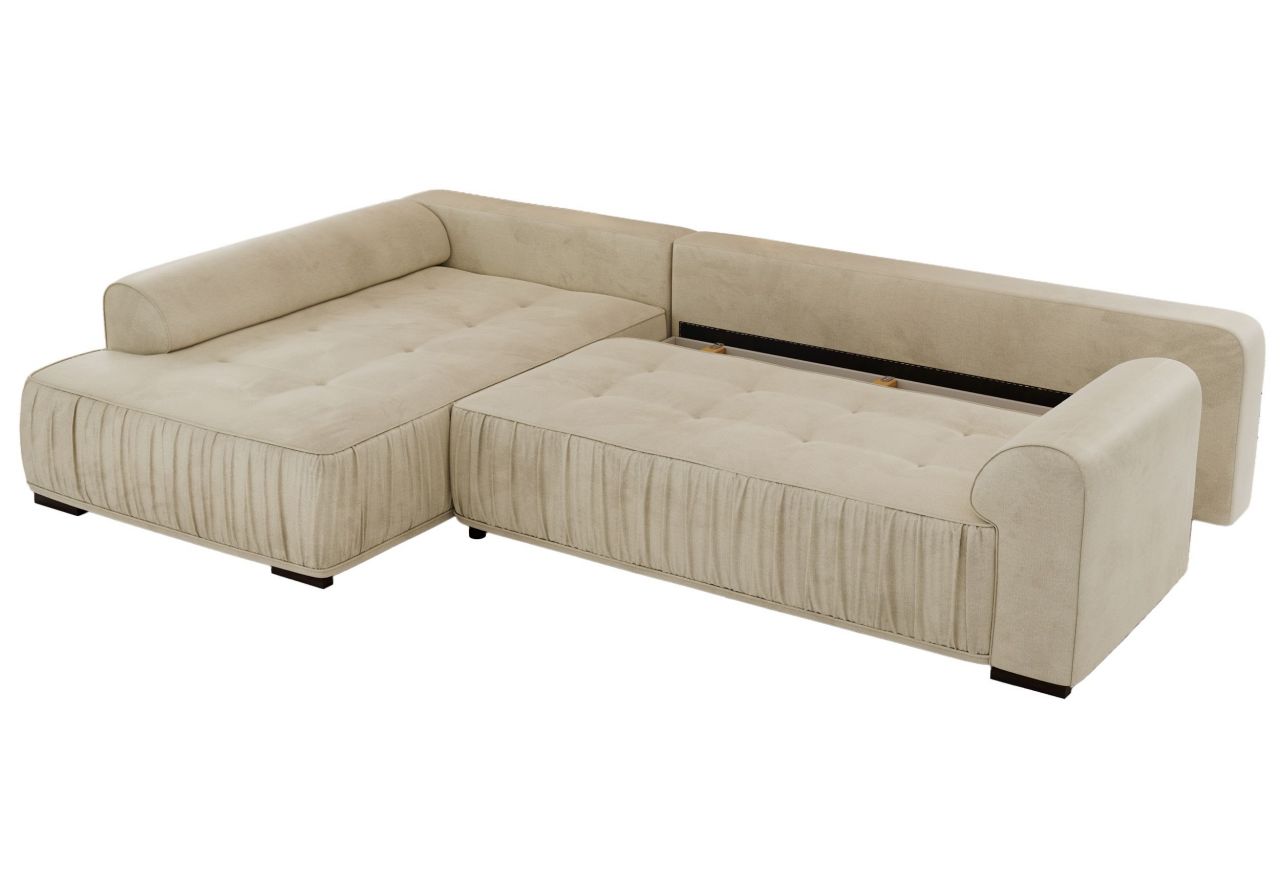 Narożnik ORTA L - strona lewa - beżowy, welwet