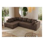 Narożnik ORTA L - strona lewa - brązowy, welwet