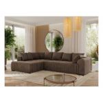 Narożnik ORTA L - strona lewa - brązowy, welwet