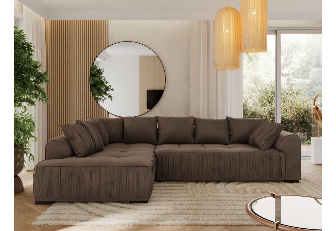 Narożnik ORTA L - strona lewa - brązowy, welwet