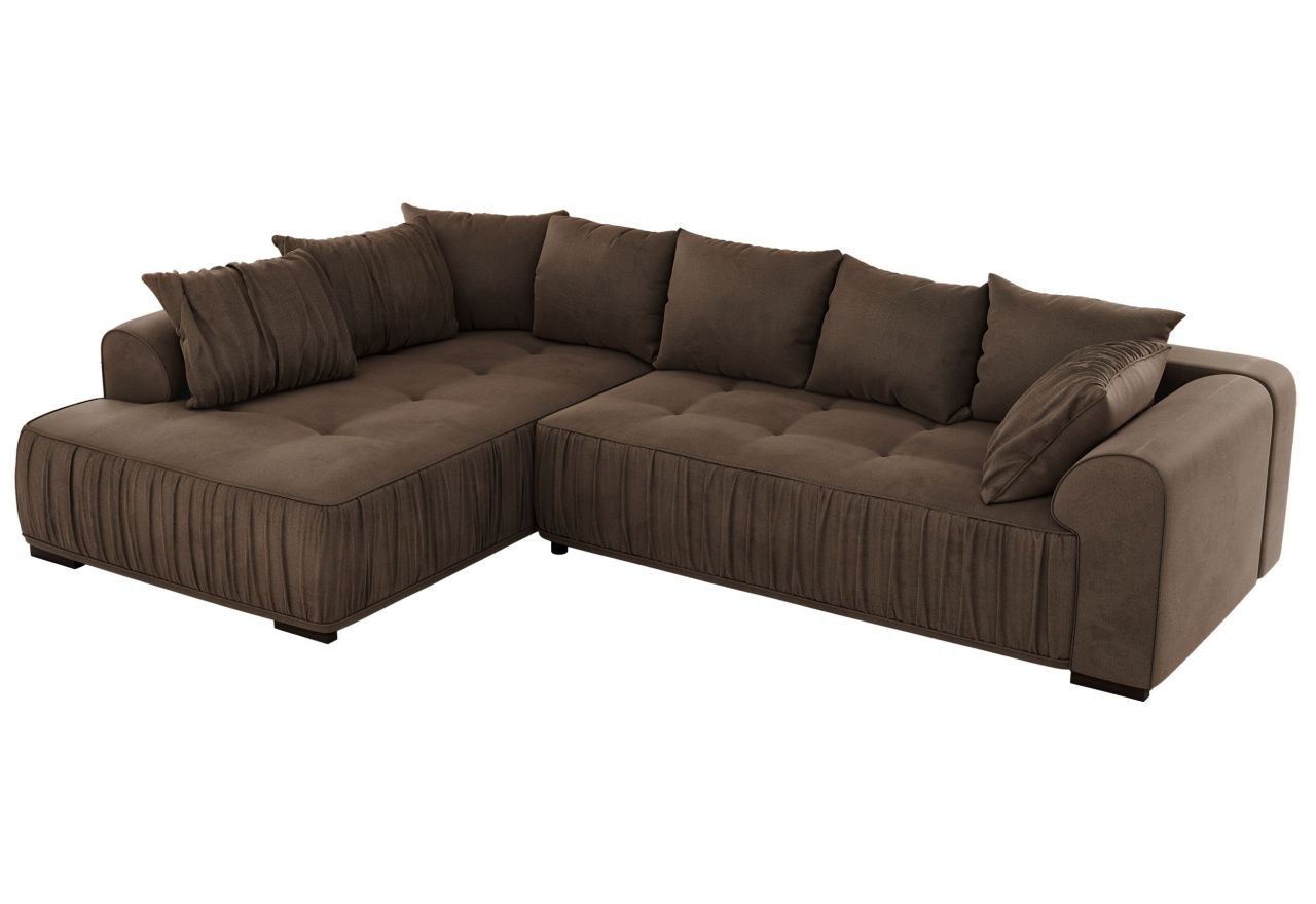 Narożnik ORTA L - strona lewa - brązowy, welwet