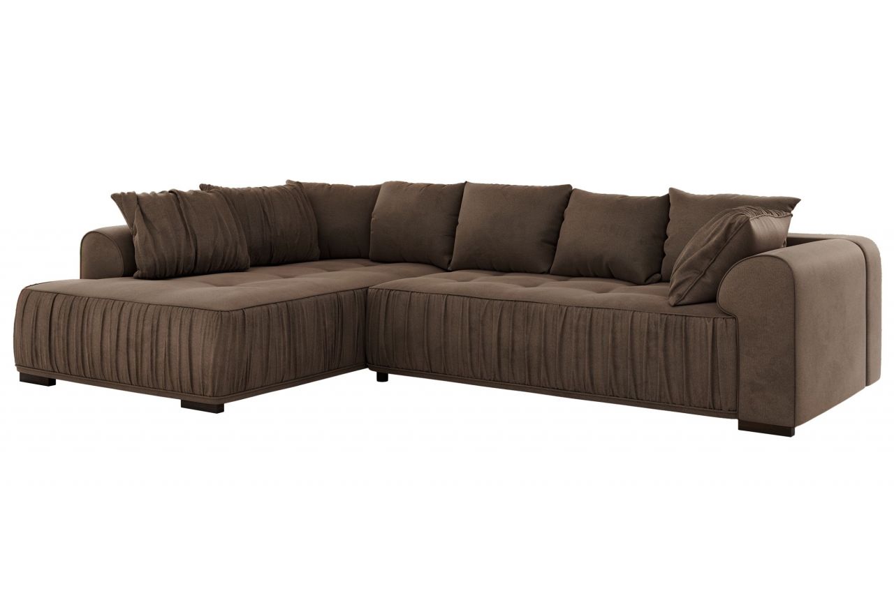 Narożnik ORTA L - strona lewa - brązowy, welwet