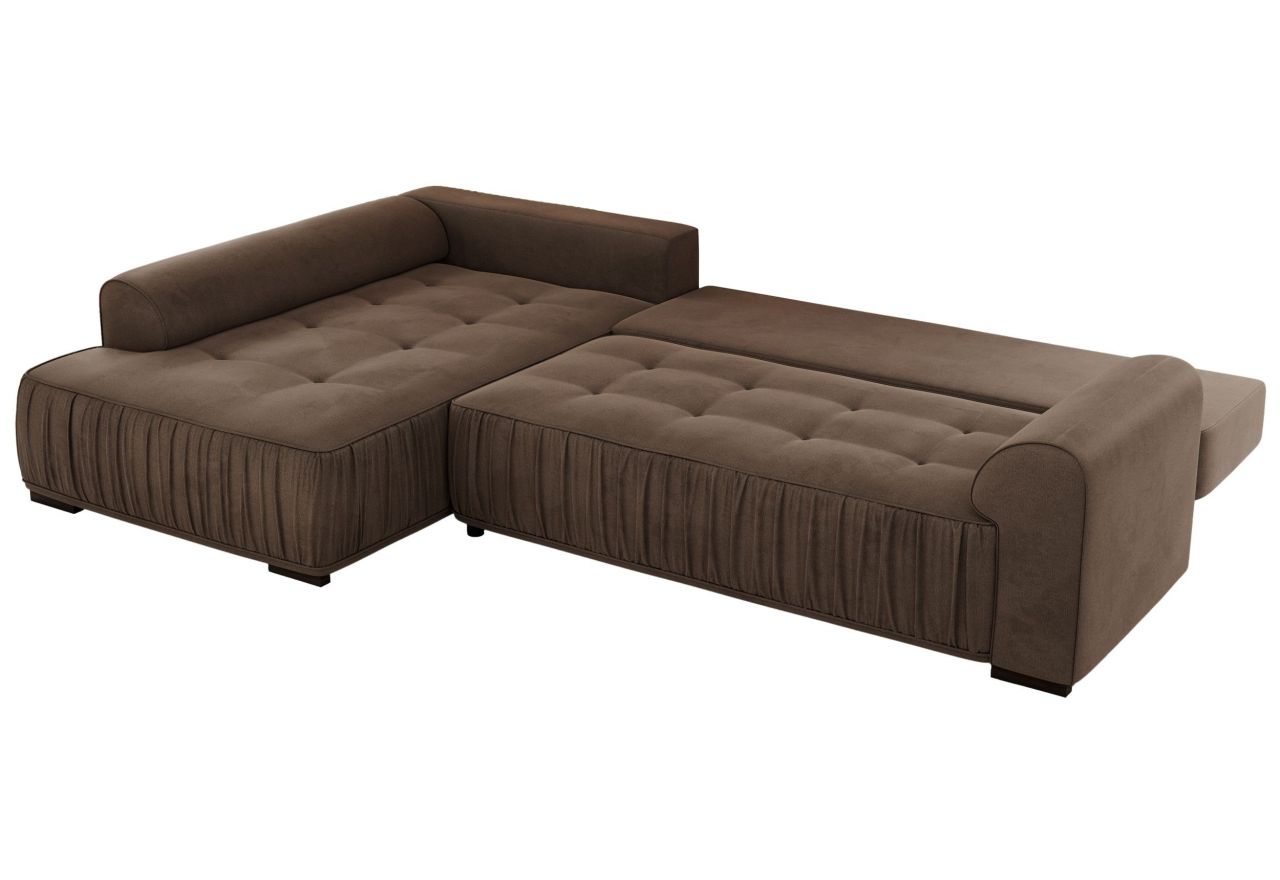 Narożnik ORTA L - strona lewa - brązowy, welwet