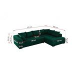 Narożnik ORTA L - strona lewa - ciemnozielony, welwet