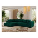 Narożnik ORTA L - strona lewa - ciemnozielony, welwet