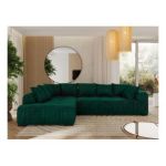 Narożnik ORTA L - strona lewa - ciemnozielony, welwet