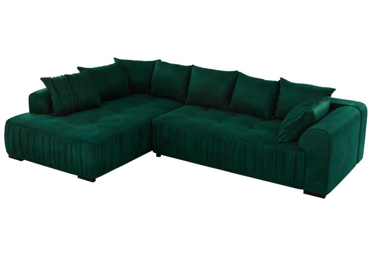Narożnik ORTA L - strona lewa - ciemnozielony, welwet