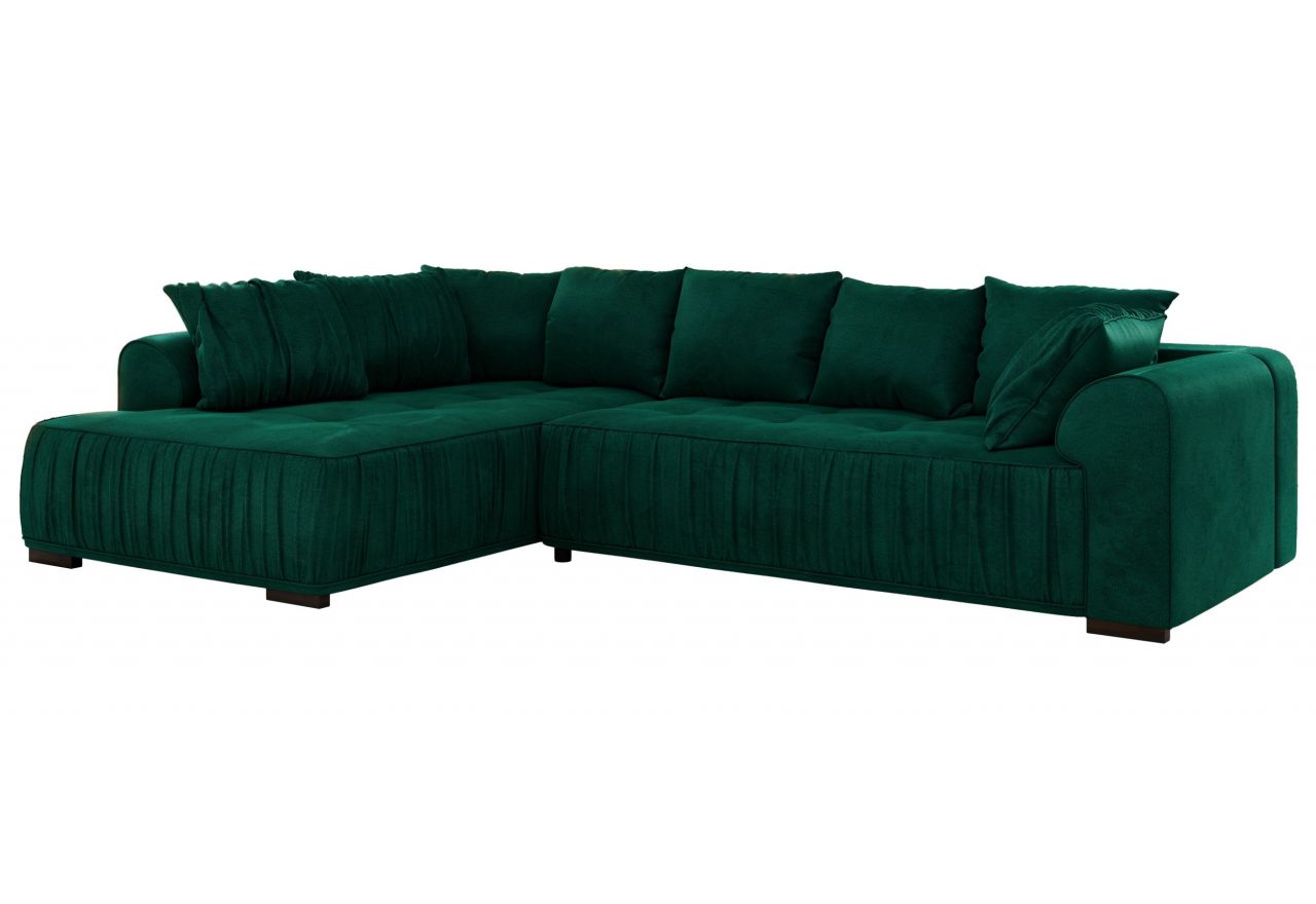 Narożnik ORTA L - strona lewa - ciemnozielony, welwet
