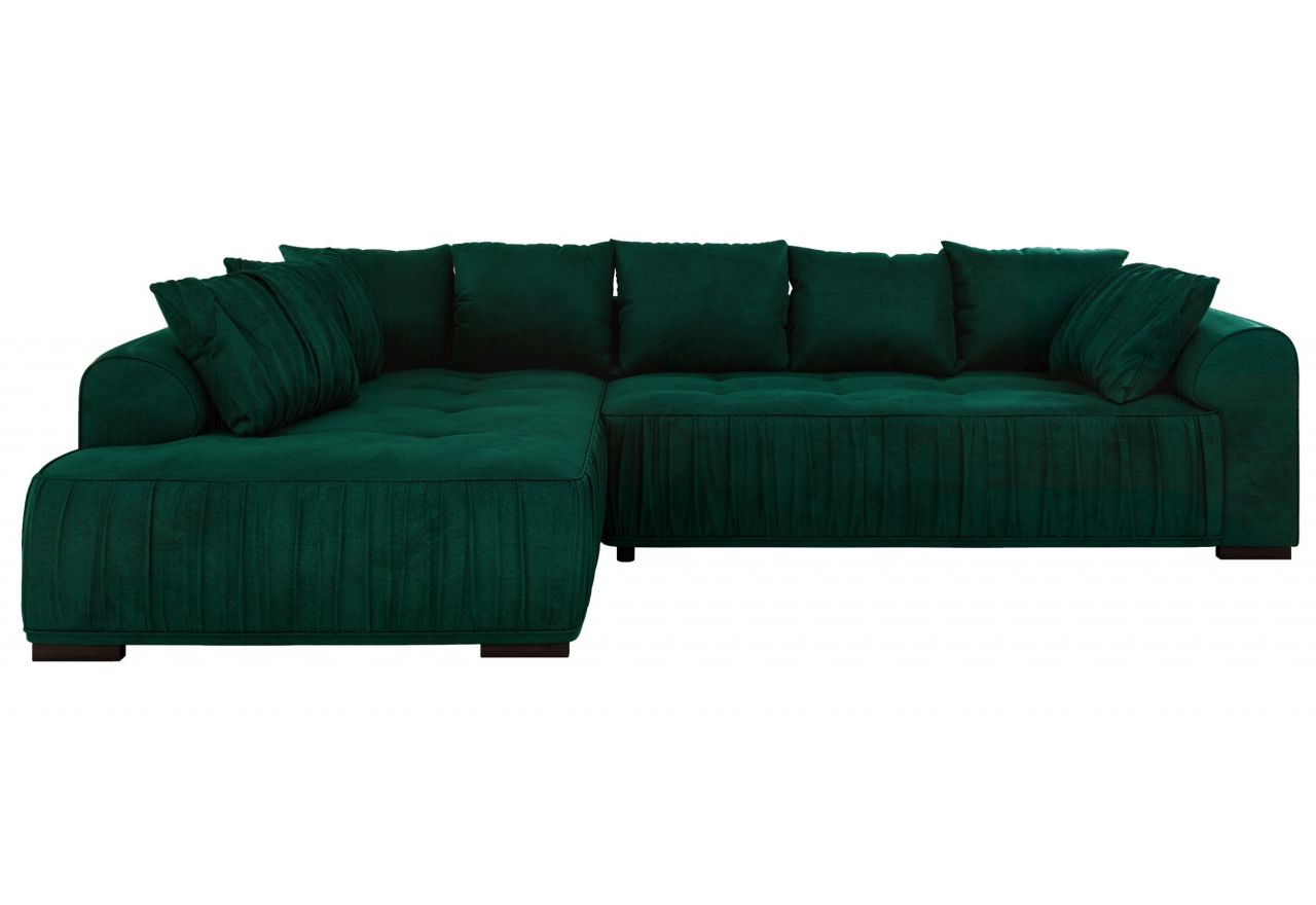 Narożnik ORTA L - strona lewa - ciemnozielony, welwet