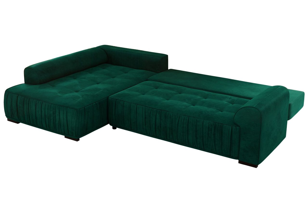 Narożnik ORTA L - strona lewa - ciemnozielony, welwet