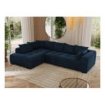 Narożnik ORTA L - strona lewa - ciemnoniebieski, welwet