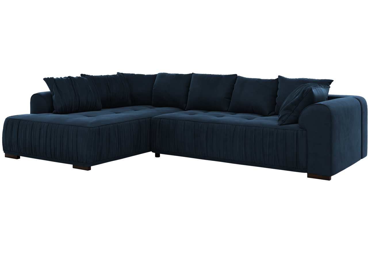 Narożnik ORTA L - strona lewa - ciemnoniebieski, welwet