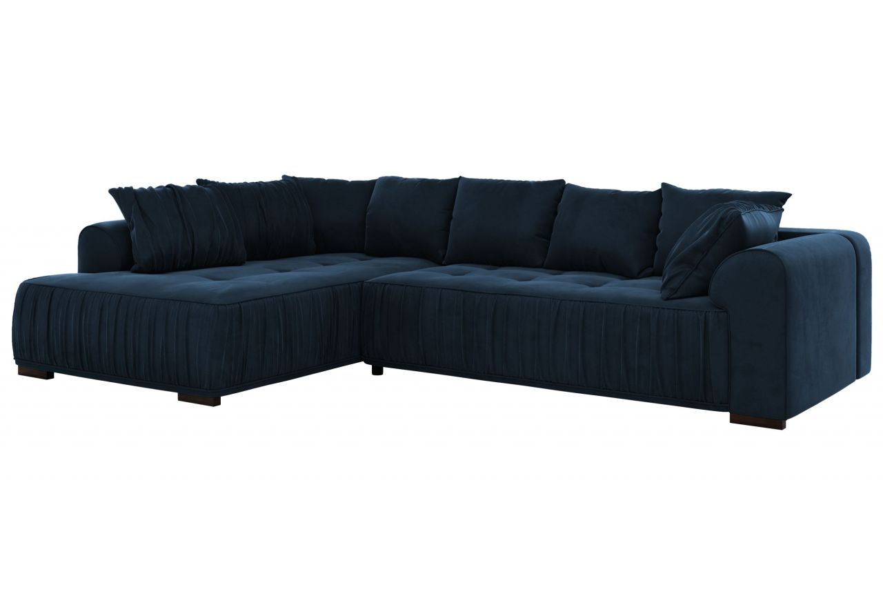 Narożnik ORTA L - strona lewa - ciemnoniebieski, welwet