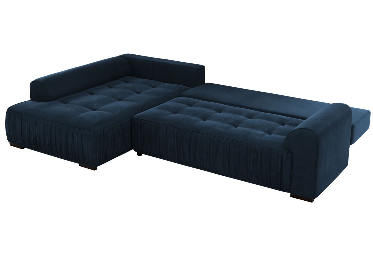 Narożnik ORTA L - strona lewa - ciemnoniebieski, welwet