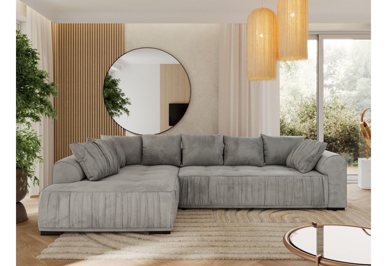 Narożnik ORTA L - strona lewa - jasnoszary, welwet