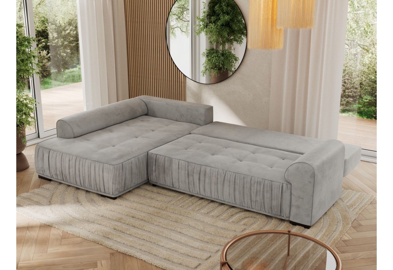 Narożnik ORTA L - strona lewa - jasnoszary, welwet