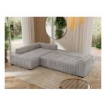 Narożnik ORTA L - strona lewa - jasnoszary, welwet