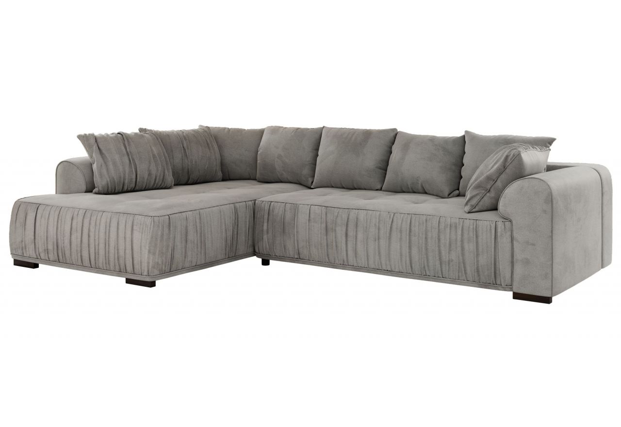 Narożnik ORTA L - strona lewa - jasnoszary, welwet