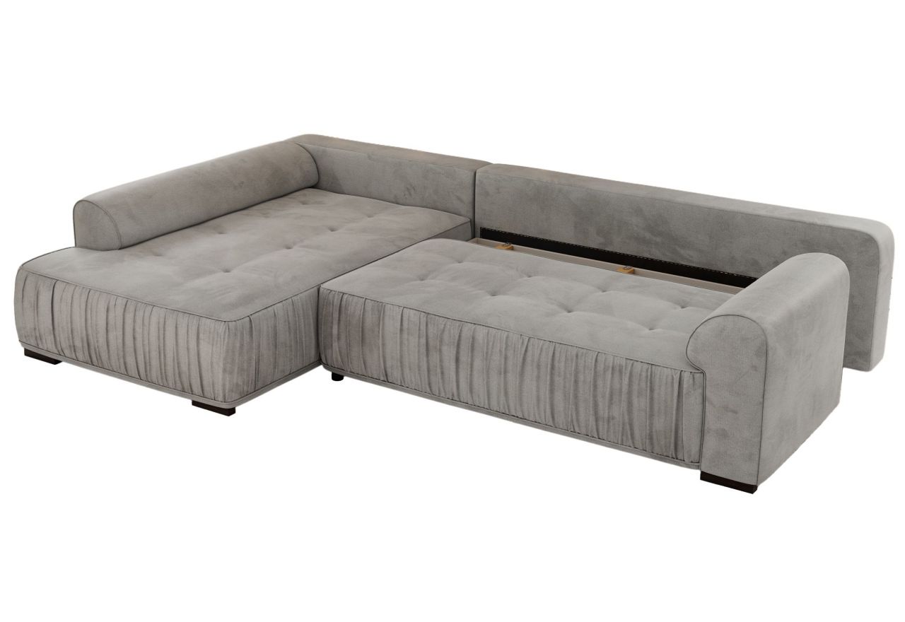 Narożnik ORTA L - strona lewa - jasnoszary, welwet