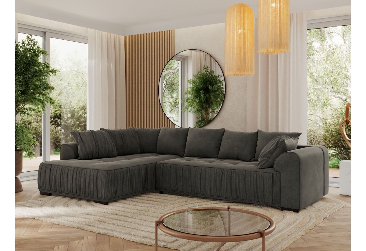 Narożnik ORTA L - strona lewa - ciemnoszary, welwet