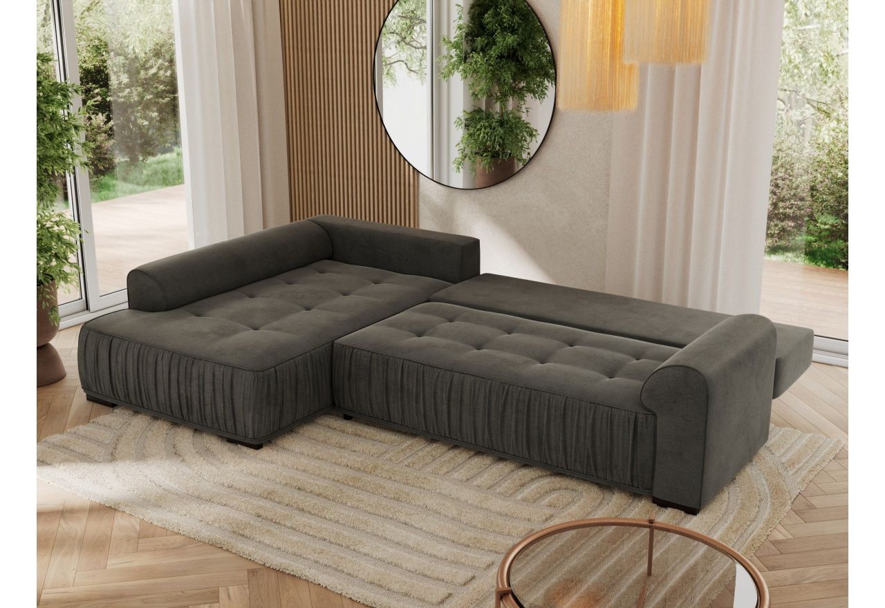 Narożnik ORTA L - strona lewa - ciemnoszary, welwet