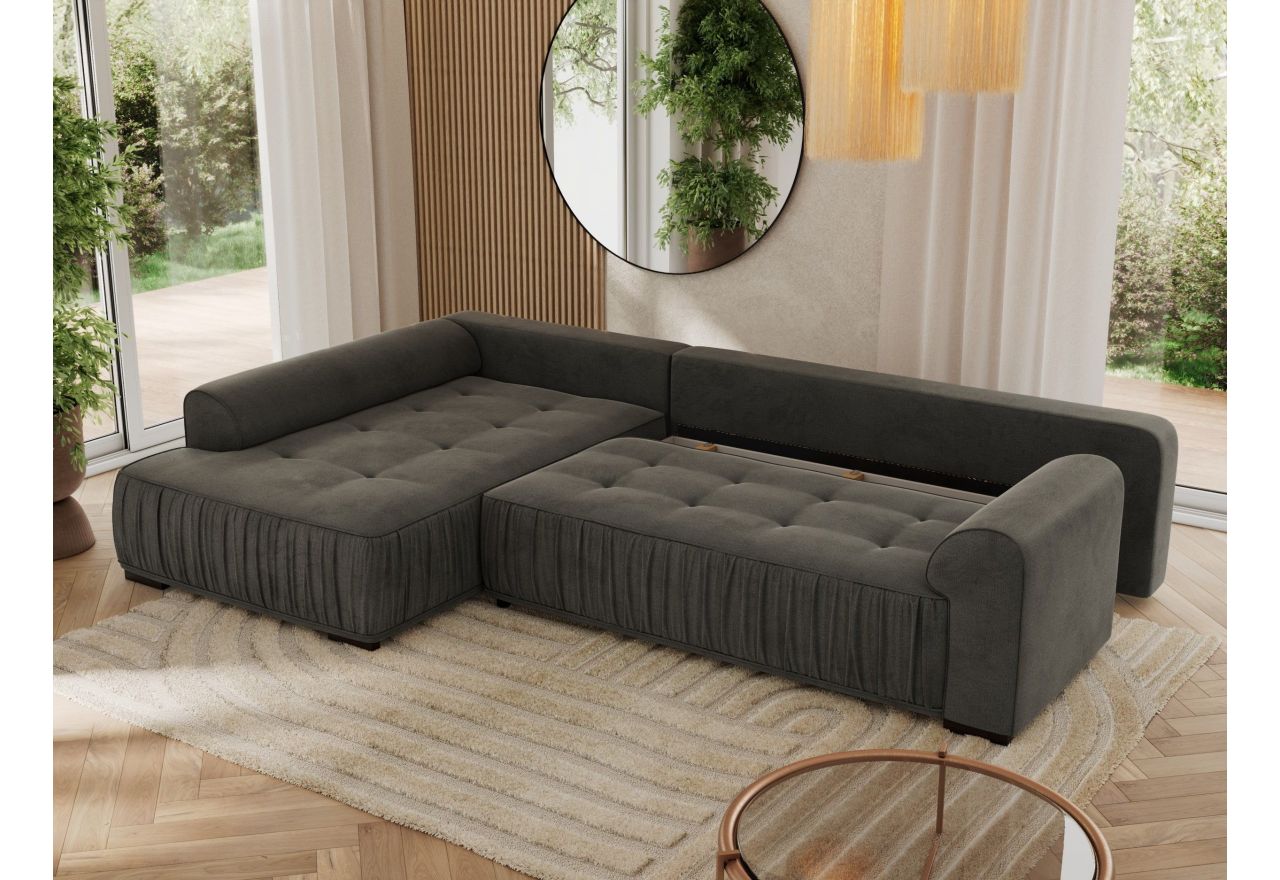 Narożnik ORTA L - strona lewa - ciemnoszary, welwet