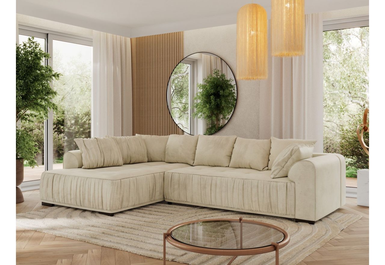 Narożnik ORTA L - strona lewa - beżowy, boucle