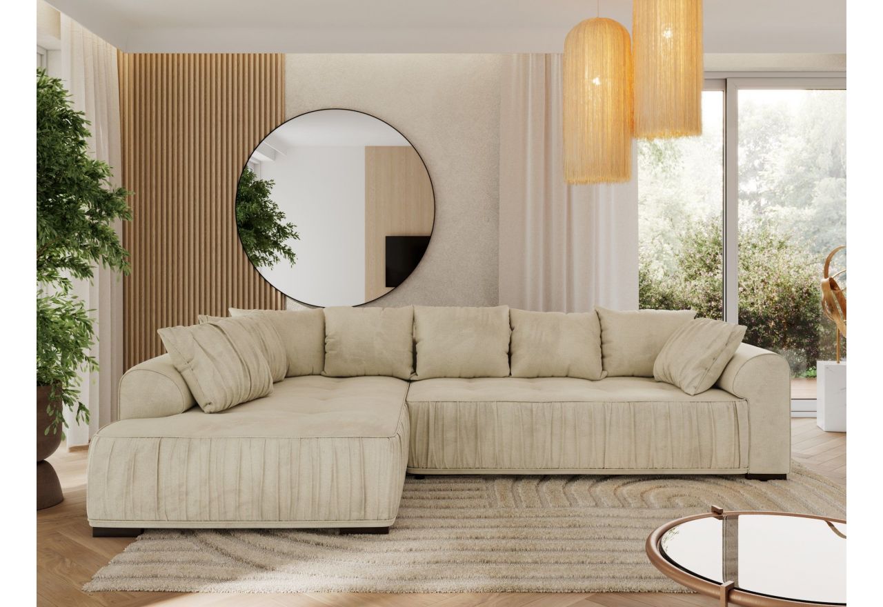 Narożnik ORTA L - strona lewa - beżowy, boucle