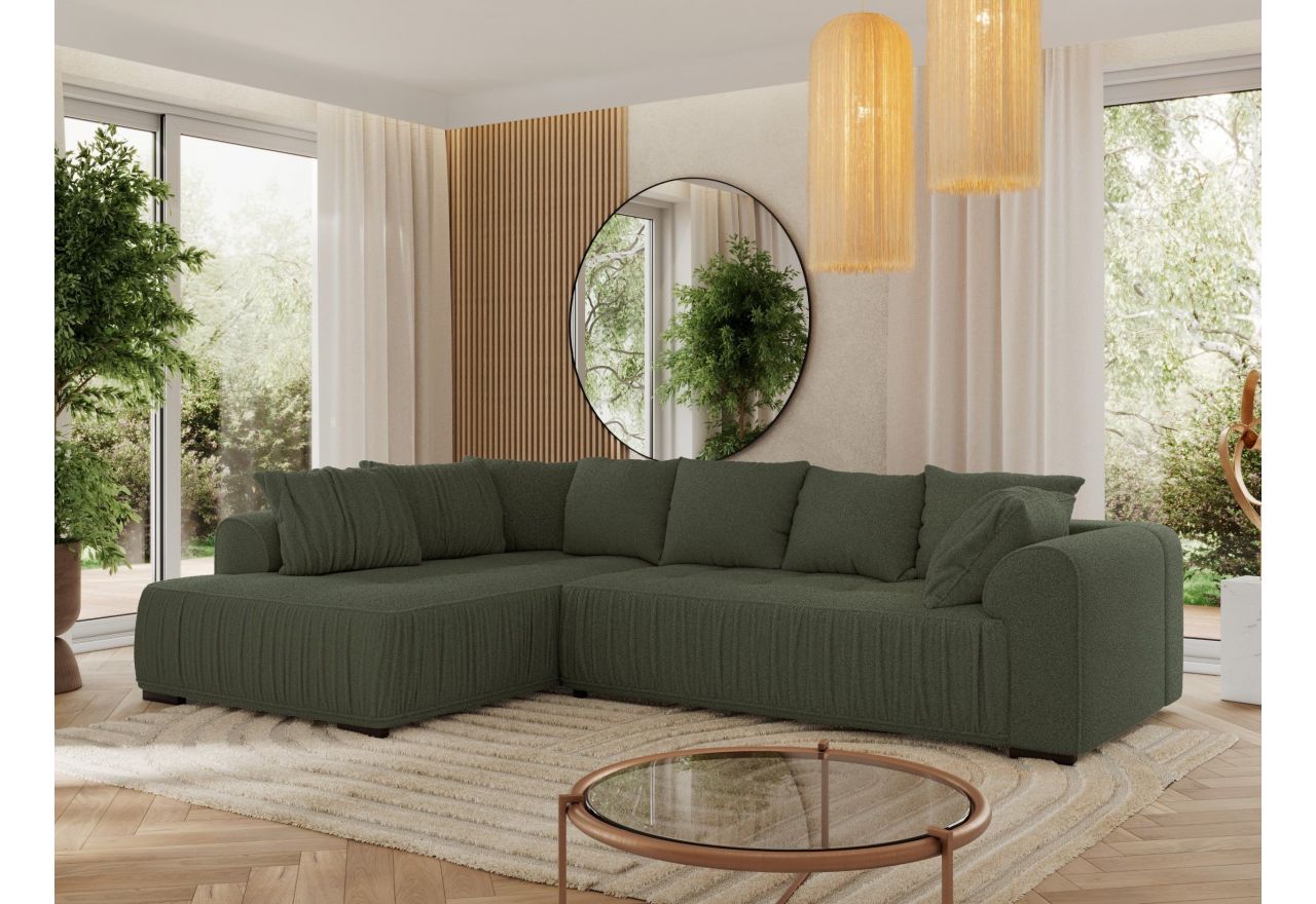 Narożnik ORTA L - strona lewa - ciemnozielony, boucle