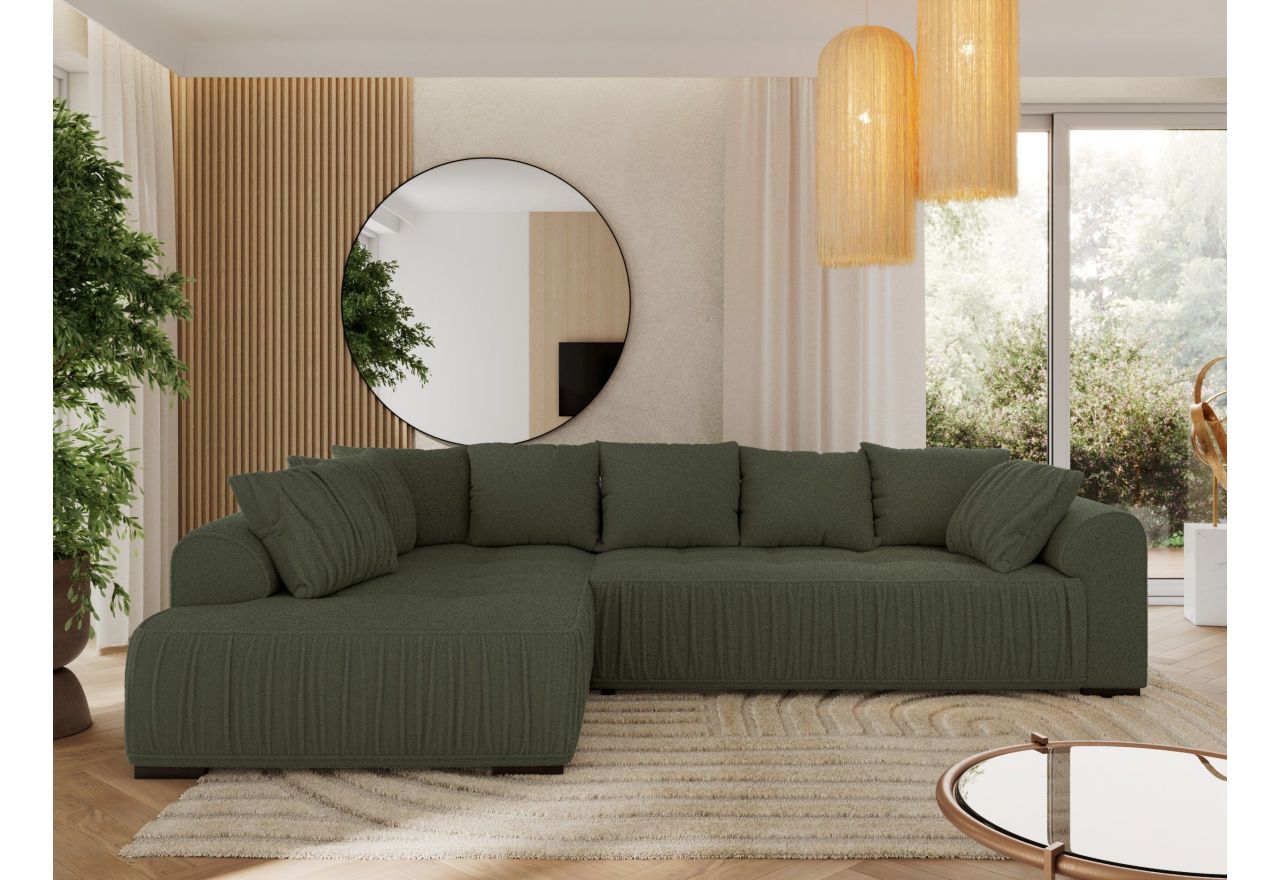 Narożnik ORTA L - strona lewa - ciemnozielony, boucle