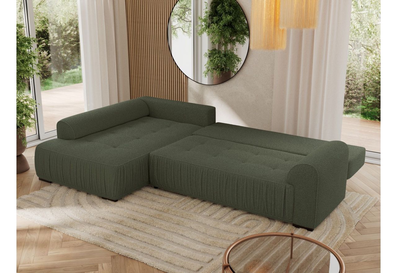 Narożnik ORTA L - strona lewa - ciemnozielony, boucle