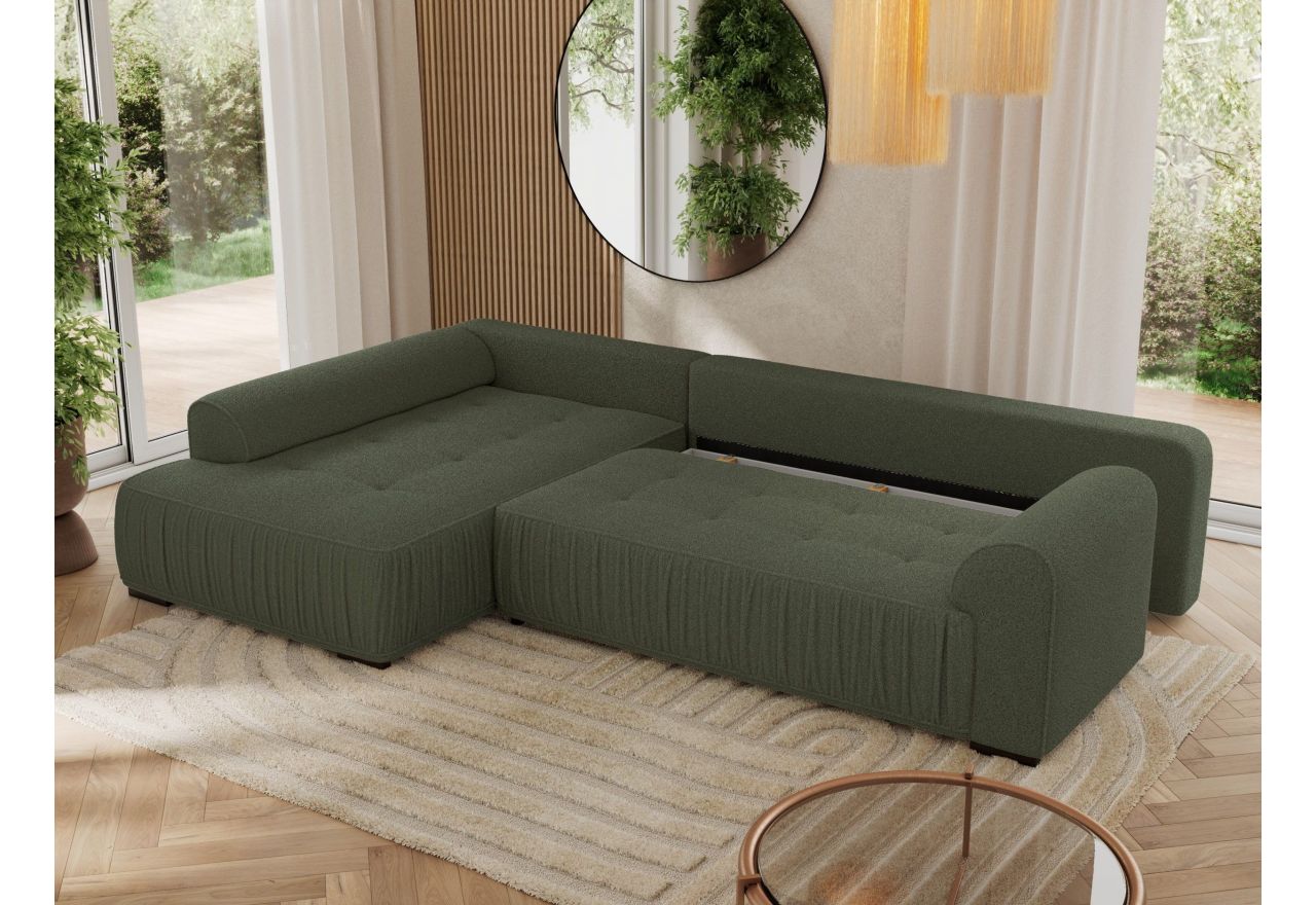 Narożnik ORTA L - strona lewa - ciemnozielony, boucle