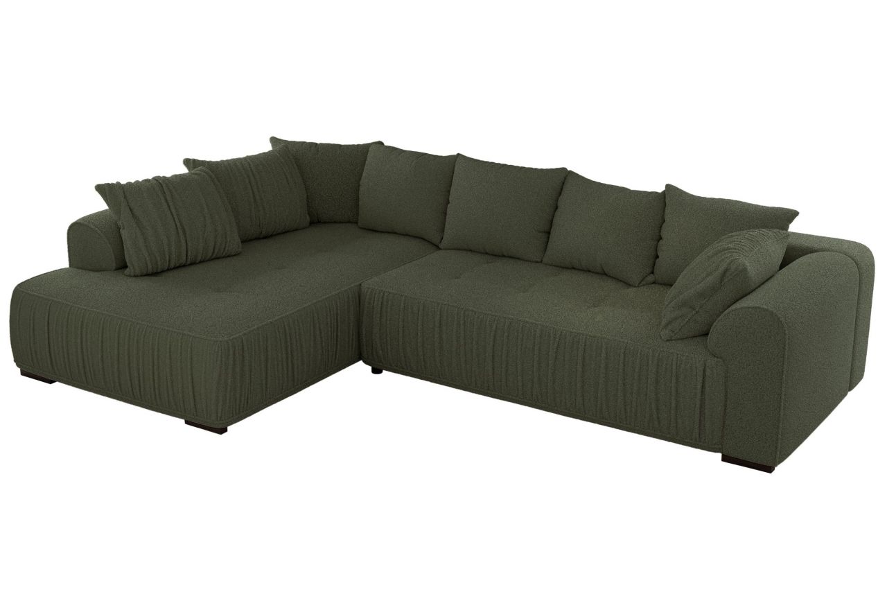 Narożnik ORTA L - strona lewa - ciemnozielony, boucle