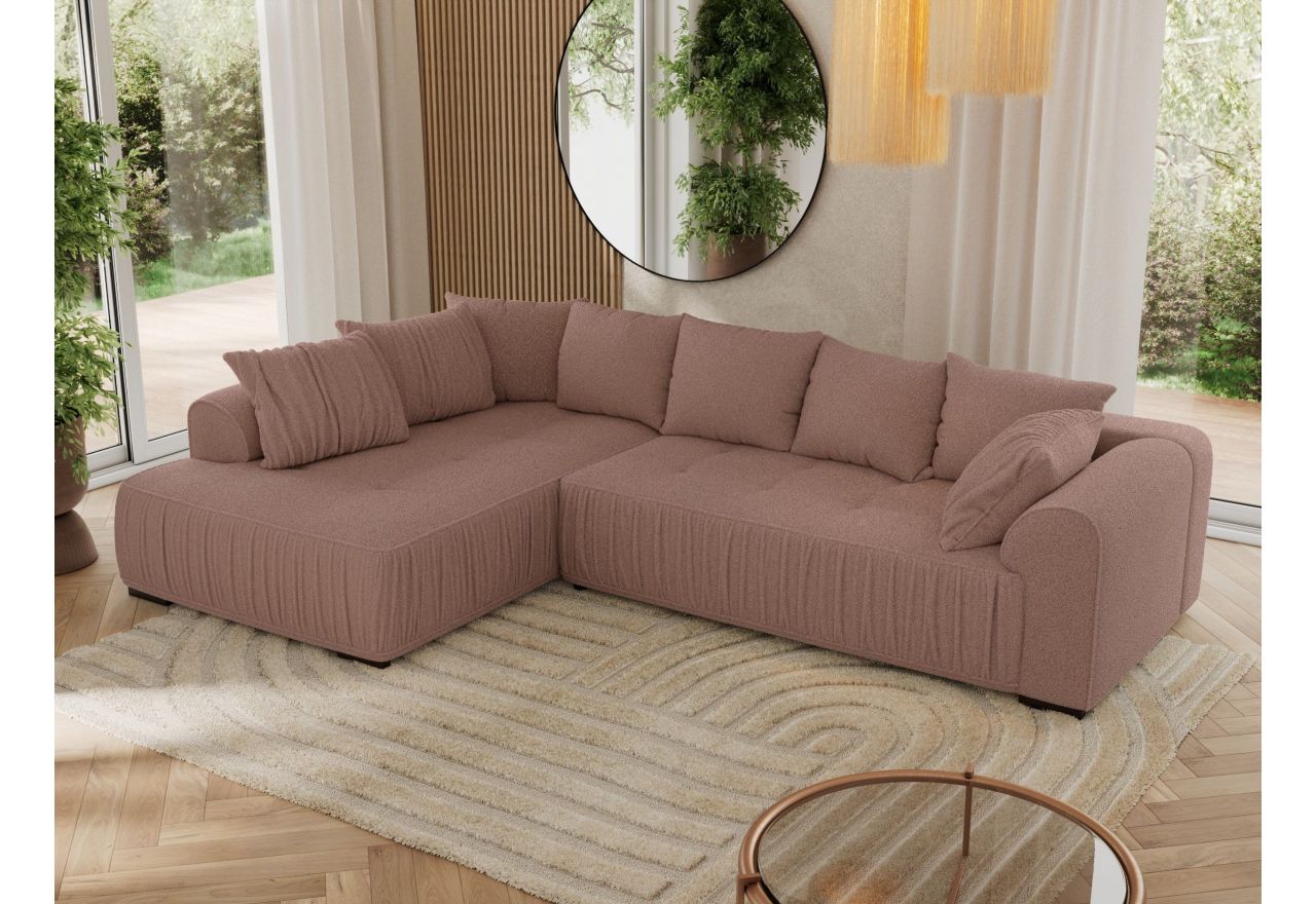 Narożnik ORTA L - strona lewa - różowy, boucle