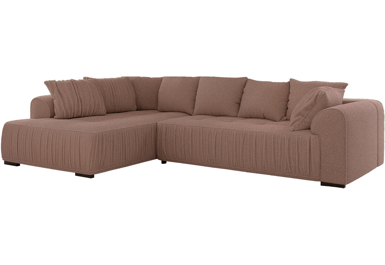 Narożnik ORTA L - strona lewa - różowy, boucle