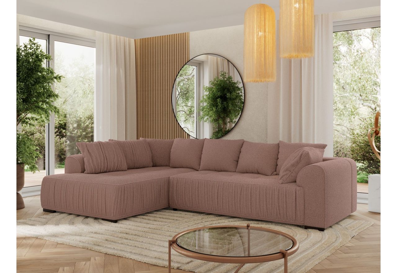 Narożnik ORTA L - strona lewa - różowy, boucle