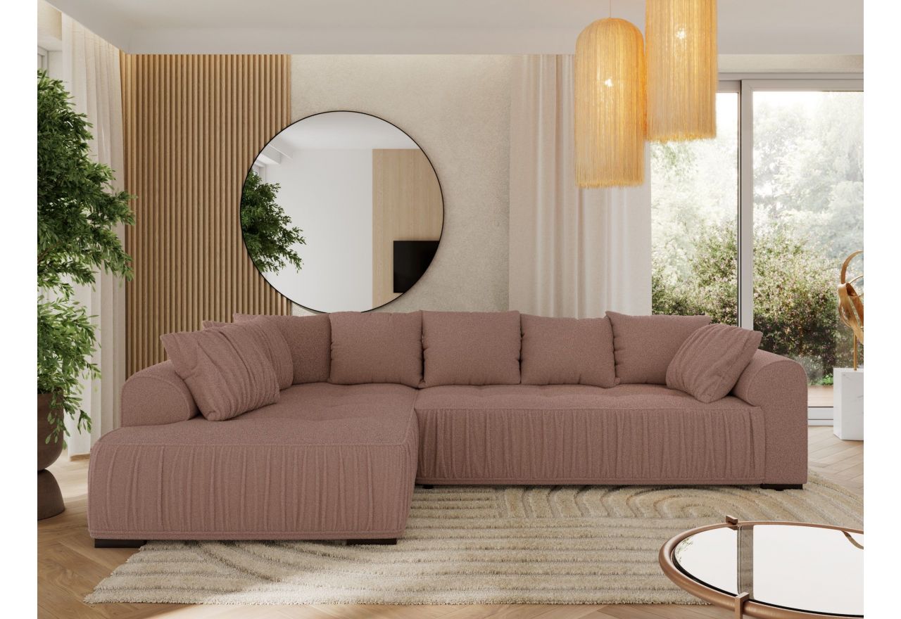 Narożnik ORTA L - strona lewa - różowy, boucle