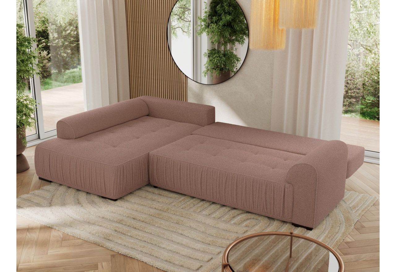 Narożnik ORTA L - strona lewa - różowy, boucle