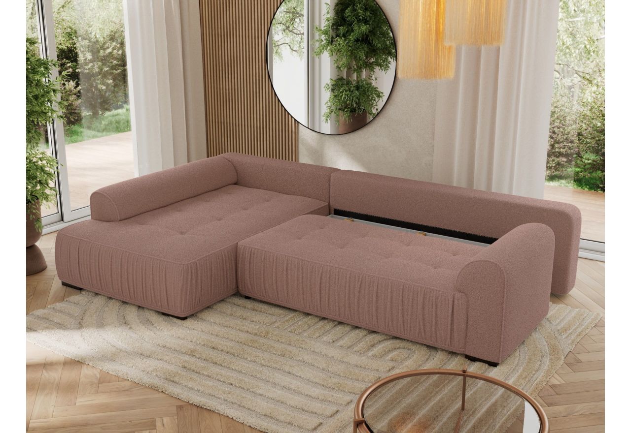 Narożnik ORTA L - strona lewa - różowy, boucle