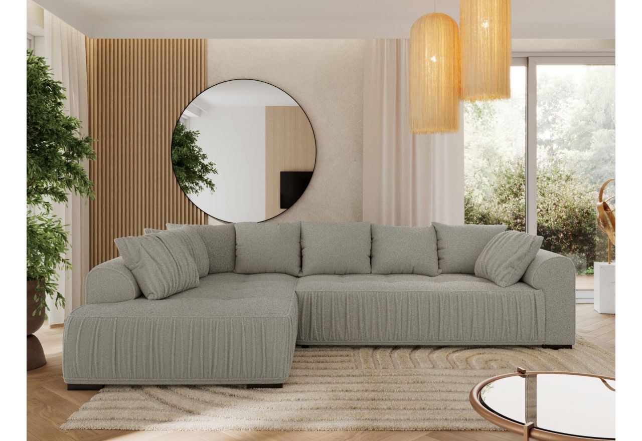 Narożnik ORTA L - strona lewa - szary, boucle