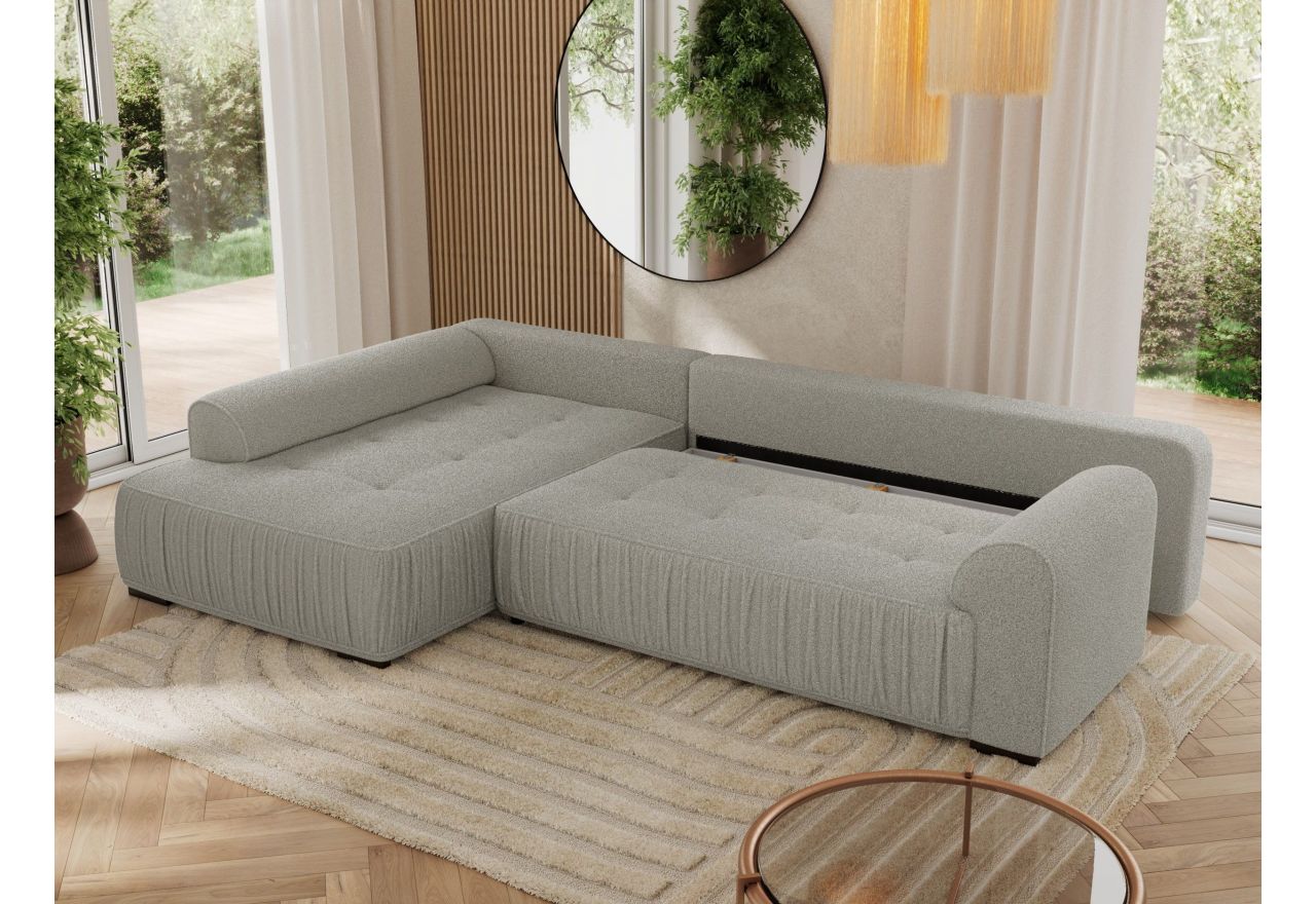 Narożnik ORTA L - strona lewa - szary, boucle