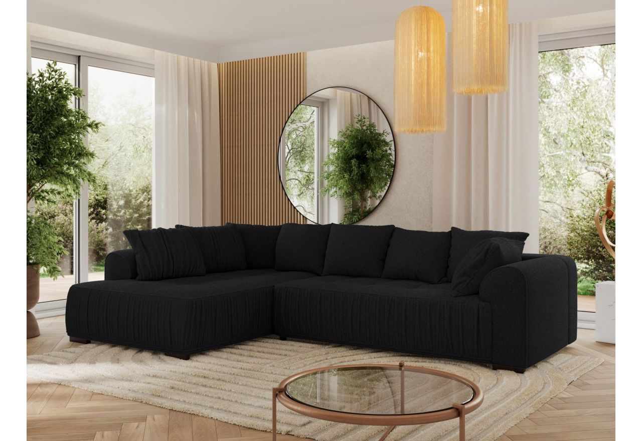 Narożnik ORTA L - strona lewa - czarny, boucle